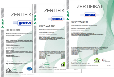 ISO 9001:2008 und SCC Zertifikat